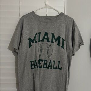 GRAY UNIVERSITY OF MIAMI BASEBALL T-SHIRT LARGE